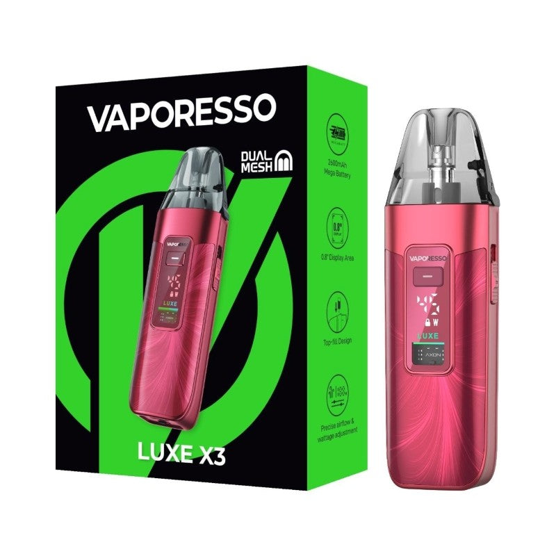 vaporesso luxe x3 pod kit sheer red